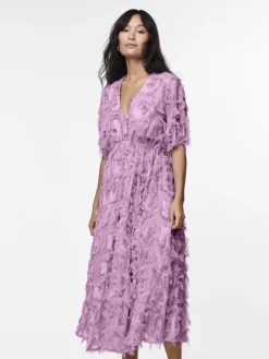Y.A.S Naisten Mekko, K-YASPAZYLLA 2/4 MIDI DRESS Vaaleanpunainen
