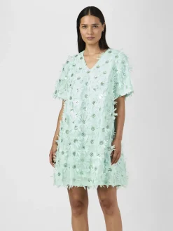 Y.A.S naisten mekko, YASABELONE SS V-NECK DRESS Vaaleanvihreä