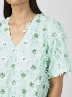 Y.A.S naisten mekko, YASABELONE SS V-NECK DRESS Vaaleanvihreä