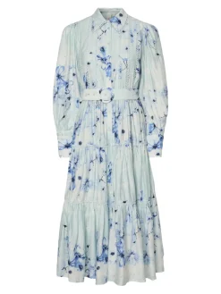 Y.A.S naisten mekko, YASBILLA LS LONG DRESS - SHOW Sininen Kuosi