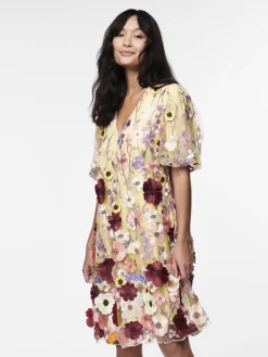 Y.A.S naisten mekko, YASFLOWERING SS DRESS NEW Keltainen Kuosi