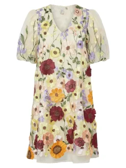 Y.A.S naisten mekko, YASFLOWERING SS DRESS NEW Keltainen Kuosi