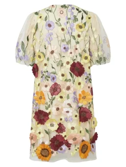 Y.A.S naisten mekko, YASFLOWERING SS DRESS NEW Keltainen Kuosi