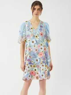 Y.A.S naisten mekko, YASFLOWERING SS DRESS NEW Vaaleansininen