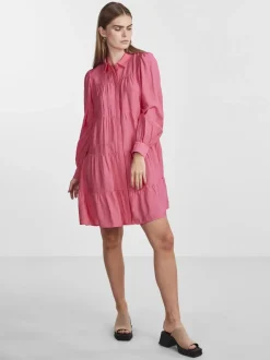 Y.A.S Naisten Mekko, YASPALA LS SHIRT DRESS Pinkki
