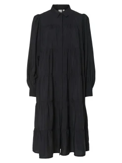 Y.A.S Naisten Mekko, YASPALA LS MIDI SHIRT DRESS Musta