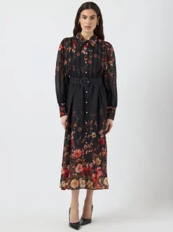 Y.A.S naisten mekko, YASROMANTICA LS LONG DRESS Black