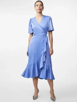 Y.A.S Naisten Mekko, YASTHEA 2/4 MIDI WRAP DRESS Skyway