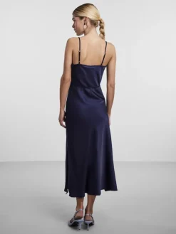 Y.A.S Naisten Mekko, YASTHEA STRAP LONG DRESS Tummansininen