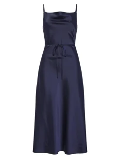 Y.A.S Naisten Mekko, YASTHEA STRAP LONG DRESS Tummansininen