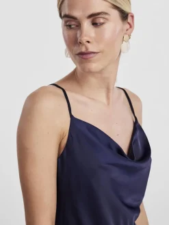 Y.A.S Naisten Mekko, YASTHEA STRAP LONG DRESS Tummansininen