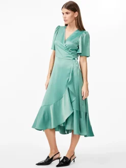 Y.A.S Naisten Mekko, YASTHEA 2/4 MIDI WRAP DRESS Vedenvihreä