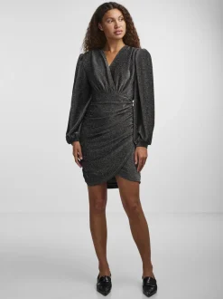 Y.A.S Naisten Mekko, YASTIKKA LS GLITTER DRESS NOOS Hopeanharmaa