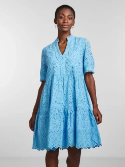 Y.A.S Naisten Minimekko YASHOLI SS DRESS Vaaleansininen