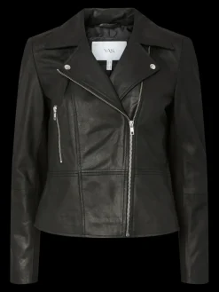 Y.A.S naisten nahkatakki, YASSOPHIE LEATHER JACKET Black