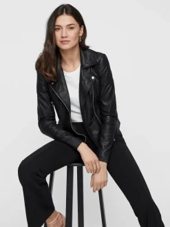 Y.A.S naisten nahkatakki, YASSOPHIE LEATHER JACKET Black