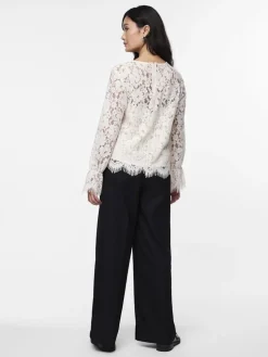 Y.A.S naisten paita, YASPERLA LS LACE TOP S Luonnonvalkoinen