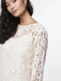 Y.A.S naisten paita, YASPERLA LS LACE TOP S Luonnonvalkoinen