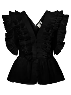 Y.A.S naisten paita, YASRUNA CS RUFFLE TOP Musta